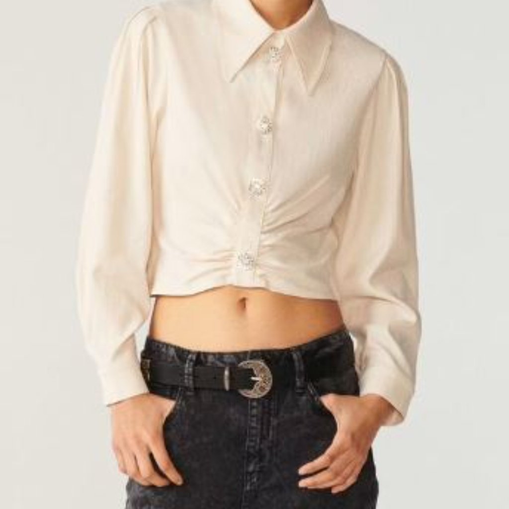 Ba&Sh Women's Kiss Diamond Button Cropped Sz M $238 Vintage Vibes